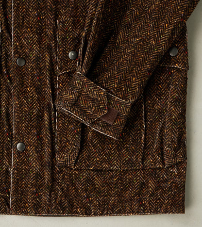 Mountain Parka - Herringbone Neps Tweed Printed Corduroy - Dark Olive