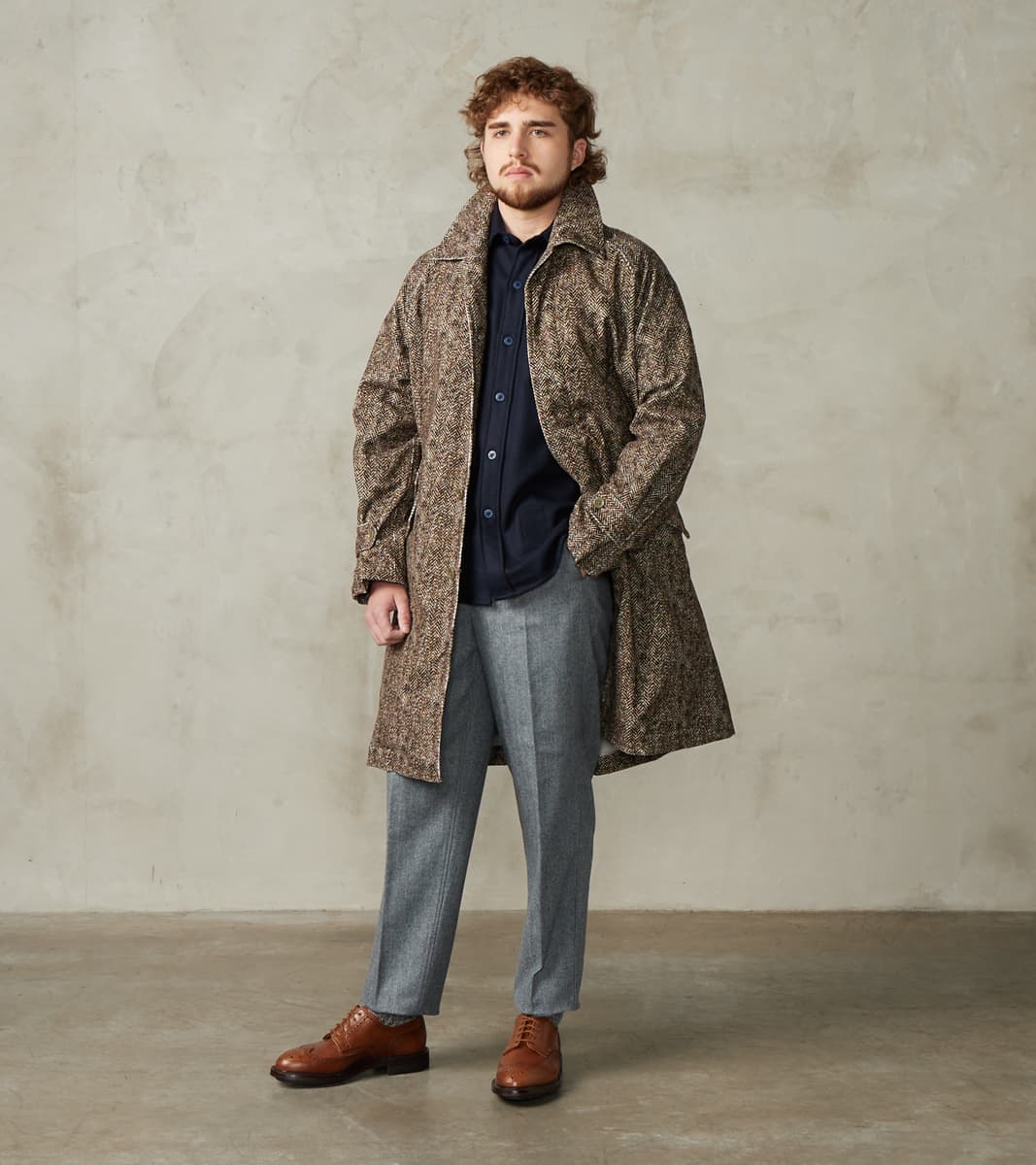 ts(s) Fly Front Raglan Coat - Herringbone Neps Tweed Printed Corduroy …