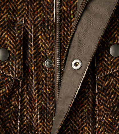 Mountain Parka - Herringbone Neps Tweed Printed Corduroy - Dark Olive