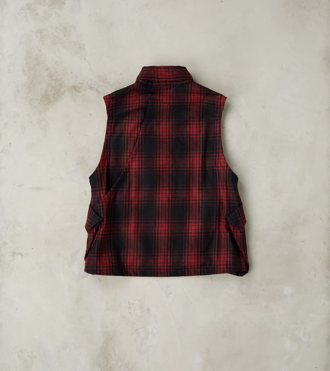 Messenger Vest - Buffalo Plaid Wool - Red