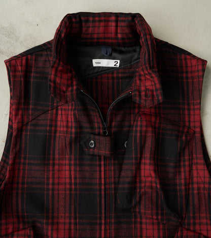 Messenger Vest - Buffalo Plaid Wool - Red