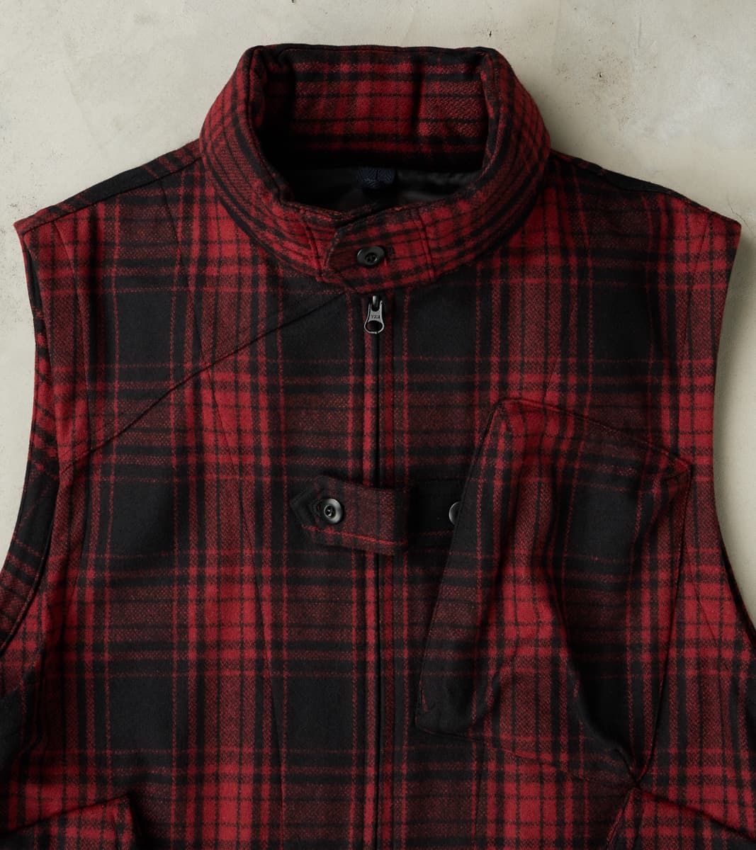 Messenger Vest - Buffalo Plaid Wool - Red