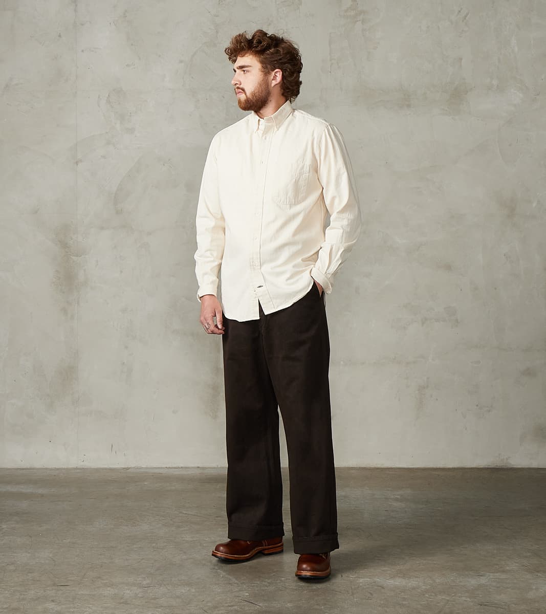Lot. 223 British Work Trousers - Chino Cloth - Mud Dyed Brown