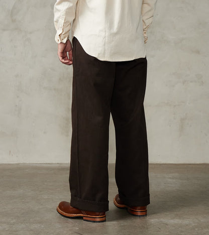 Lot. 223 British Work Trousers - Chino Cloth - Mud Dyed Brown