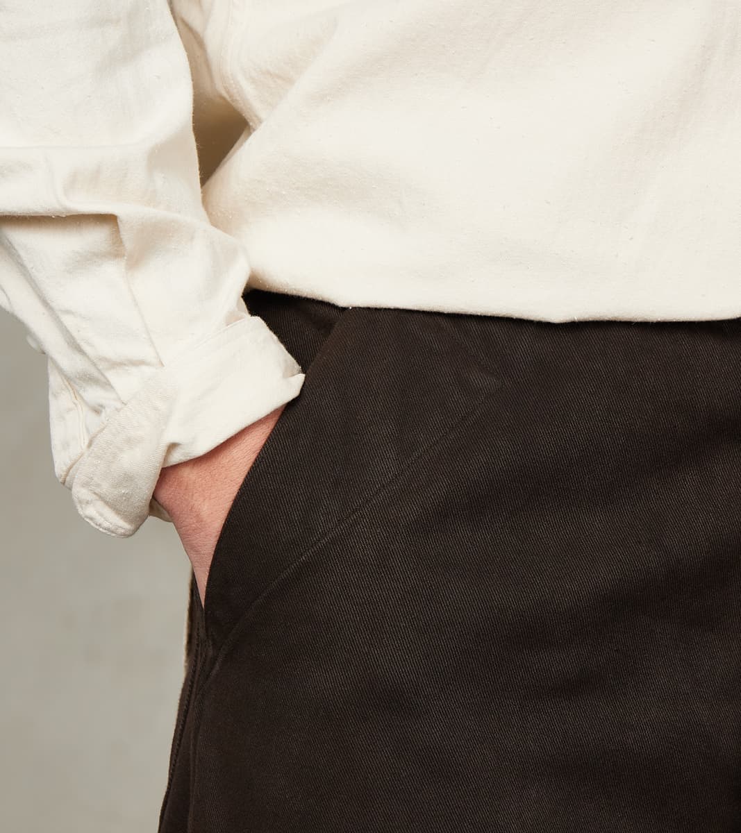 Lot. 223 British Work Trousers - Chino Cloth - Mud Dyed Brown
