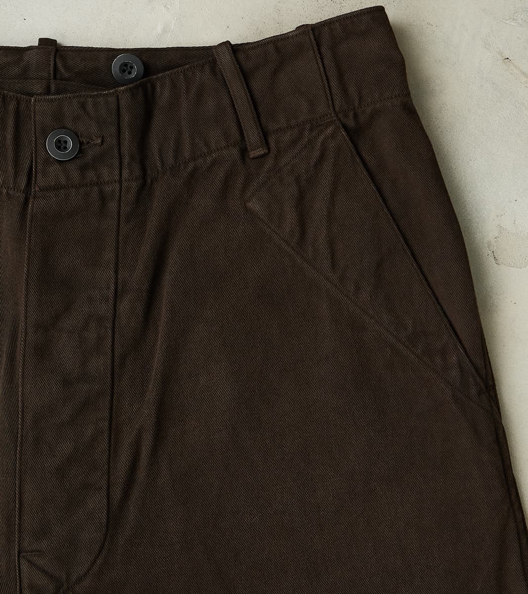 Lot. 223 British Work Trousers - Chino Cloth - Mud Dyed Brown