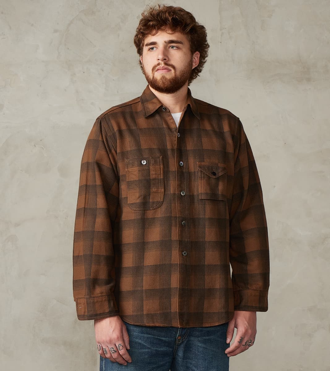 Taiga Takahashi T.T Lot. 111 Work Shirt - Printed Check Twill Flannel …