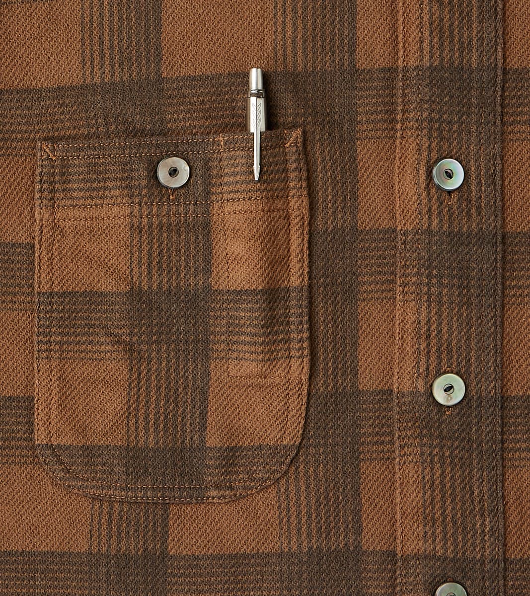 Lot. 111 Work Shirt - Printed Check Twill Flannel - Brown