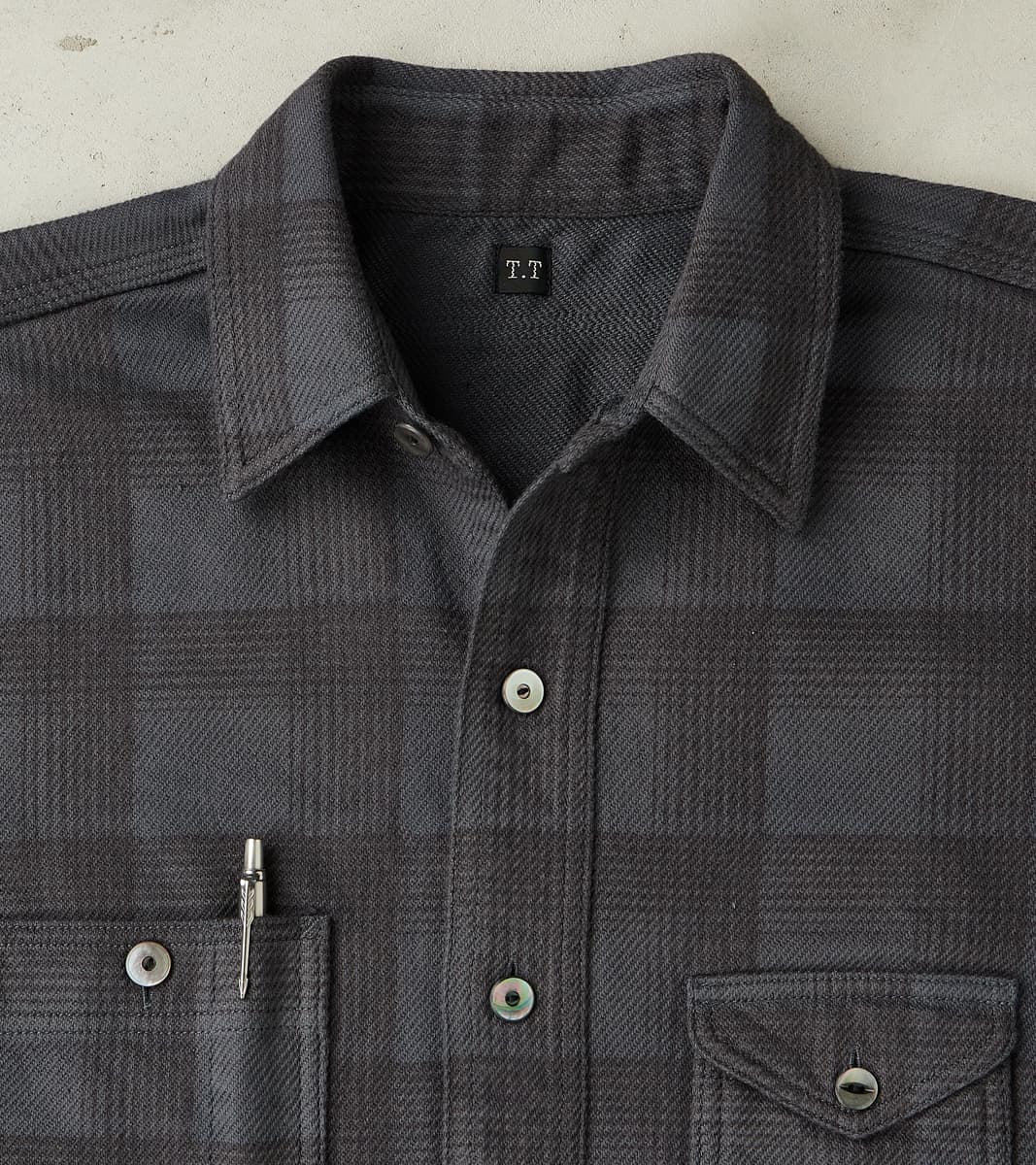 Lot. 111 Work Shirt - Printed Check Twill Flannel - Charcoal