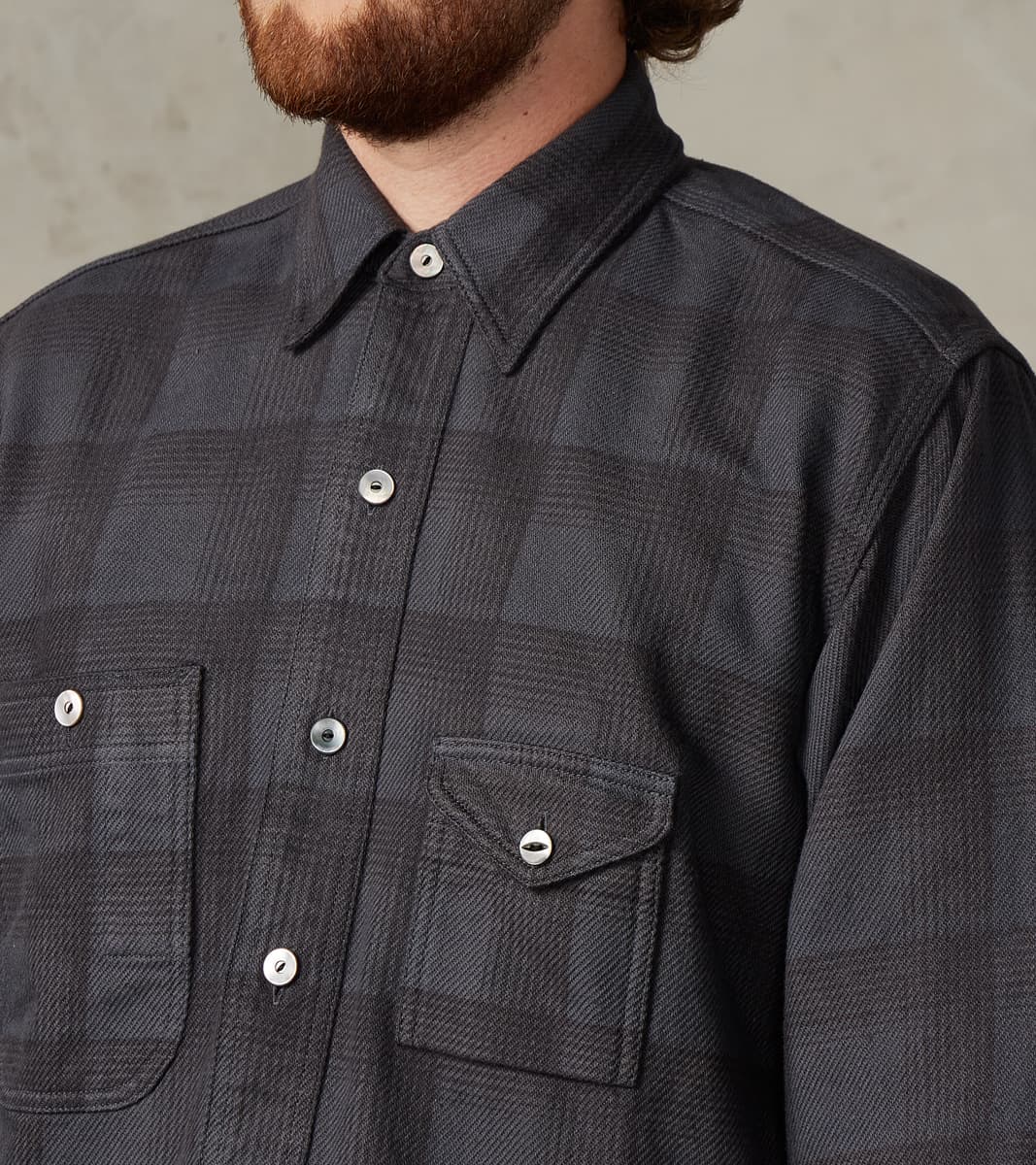 Lot. 111 Work Shirt - Printed Check Twill Flannel - Charcoal