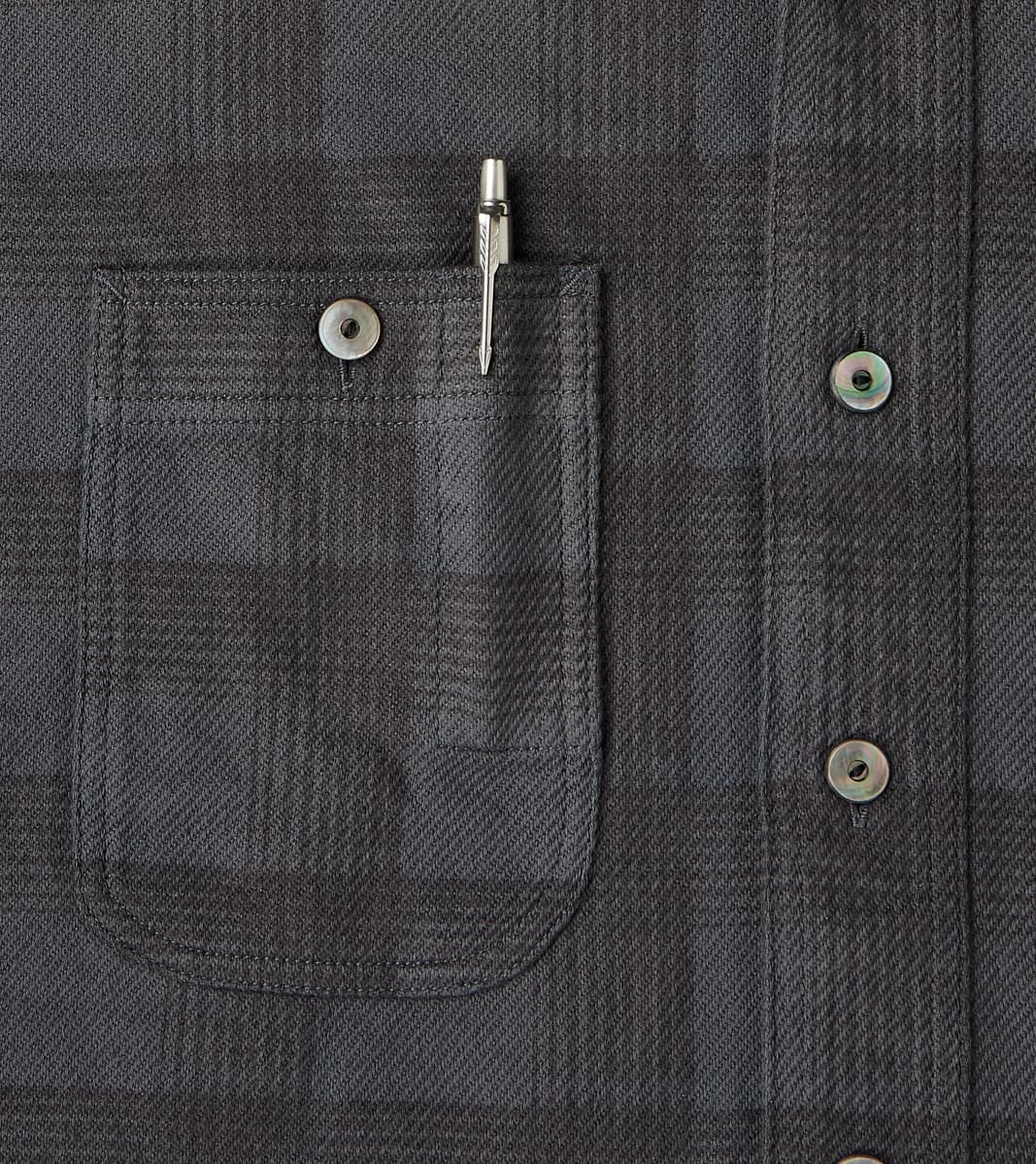 Lot. 111 Work Shirt - Printed Check Twill Flannel - Charcoal