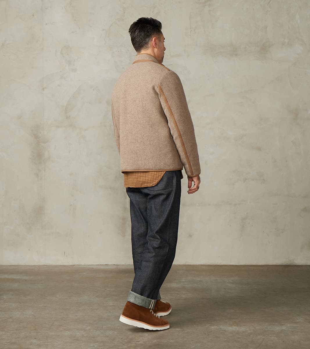 Lot. 323 Quilt Lining Blanket Jacket - Hopsack Wool - Undyed Beige