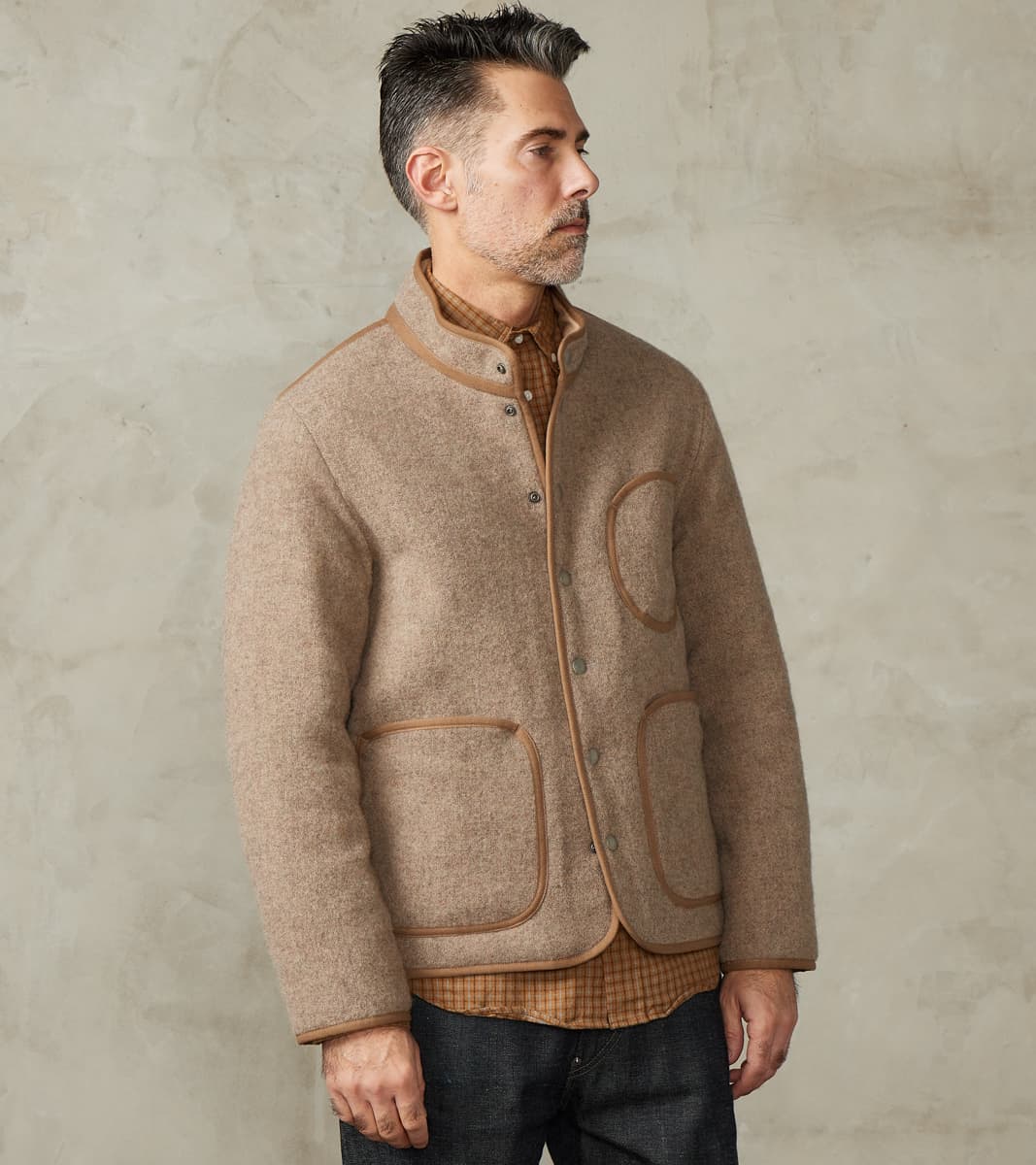 Lot. 323 Quilt Lining Blanket Jacket - Hopsack Wool - Undyed Beige