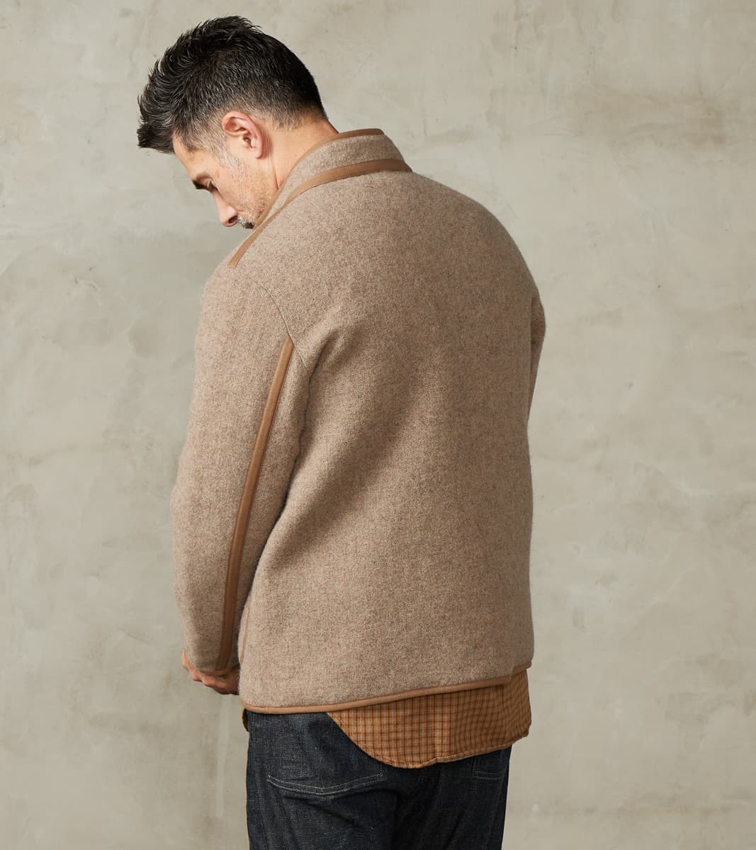 Lot. 323 Quilt Lining Blanket Jacket - Hopsack Wool - Undyed Beige