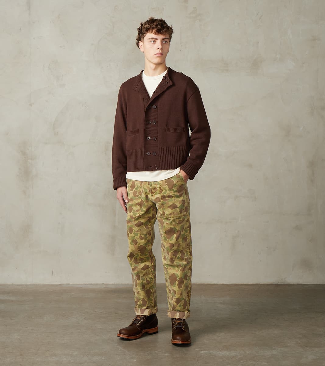 Taiga Takahashi T.T Lot. 506 DB Cardigan - Silk Noil - Brown