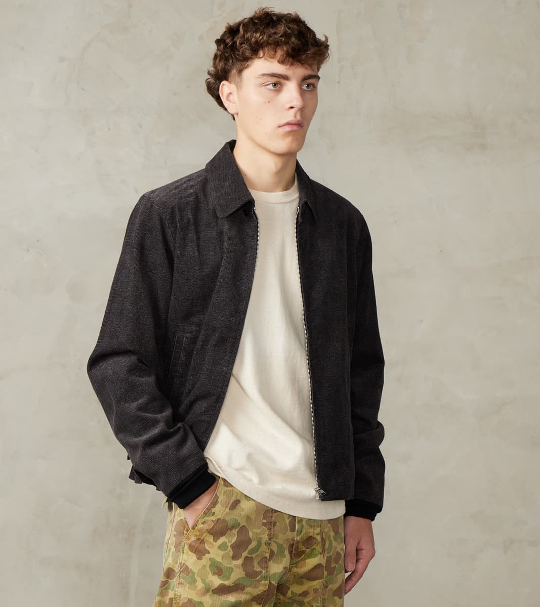 Taiga Takahashi T.T Lot. 322 Sports Jacket - Tweeduroy - Melange Charc…