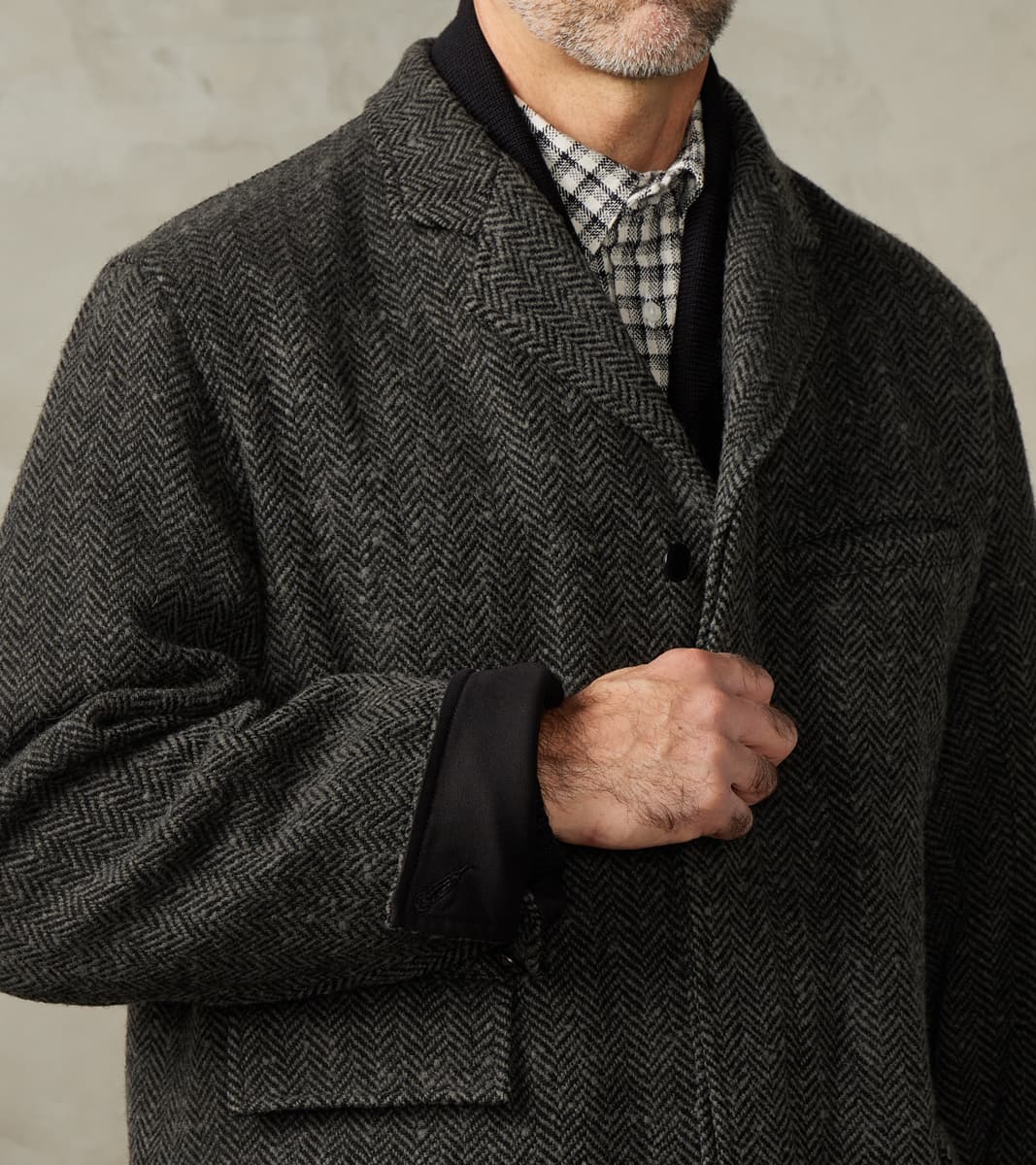 Lot. 405 Atelier Coat - Herringbone Tweed - Sumi Dyed Black