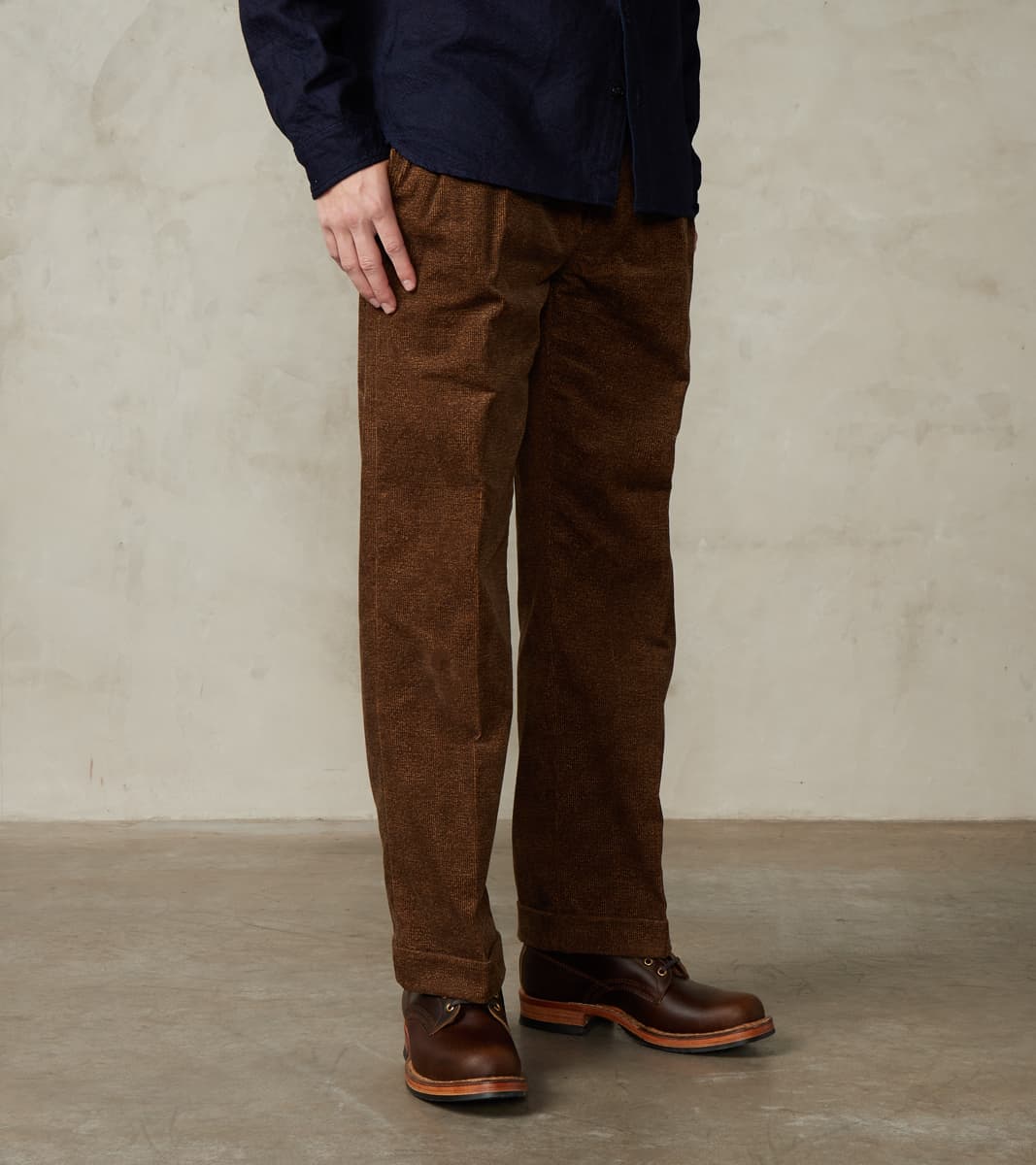 Taiga Takahashi T.T Lot. 201 Work Trousers - Tweeduroy - Melange Brown