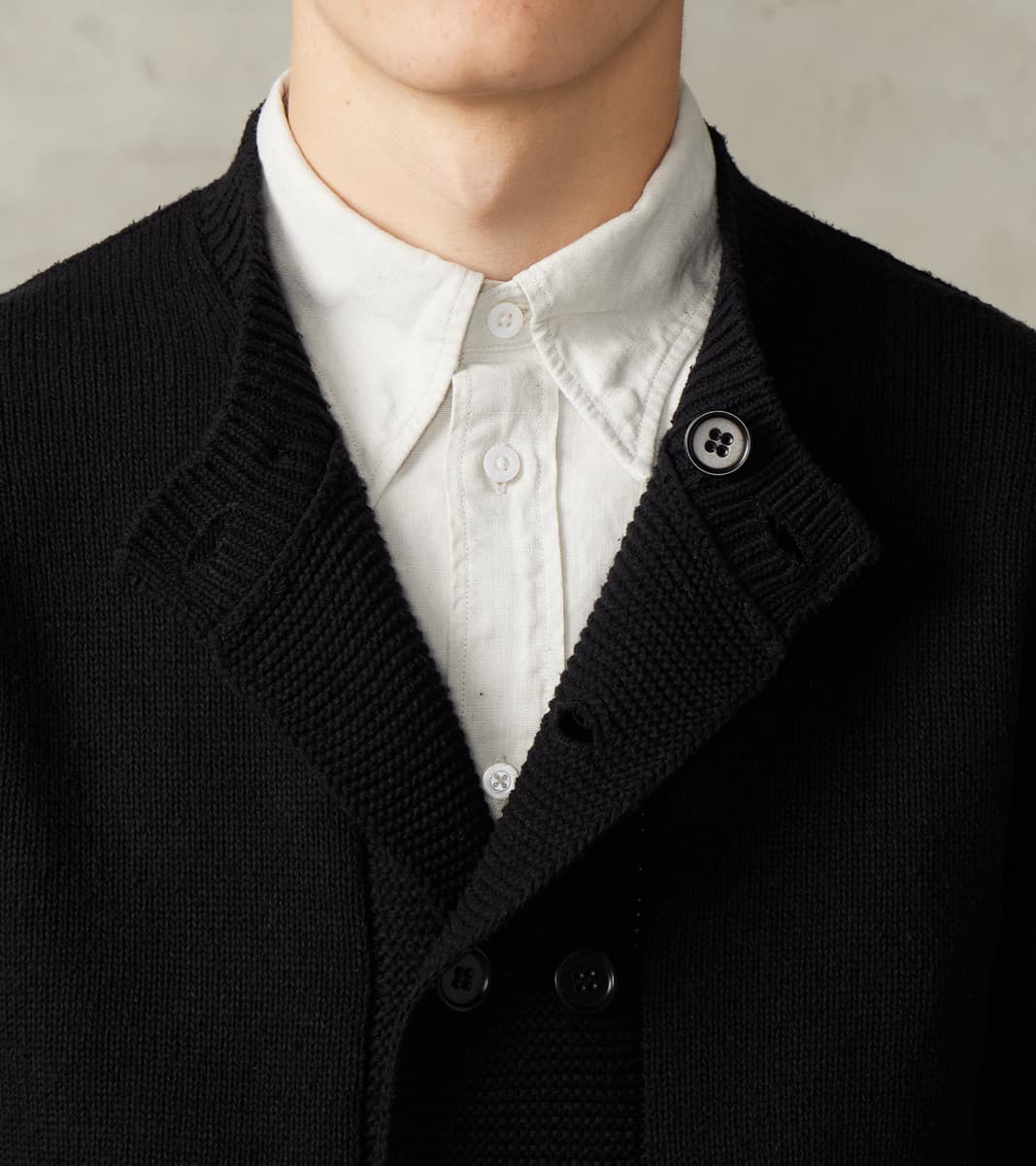 Taiga Takahashi T.T Lot. 506 DB Cardigan - Silk Noil - Black