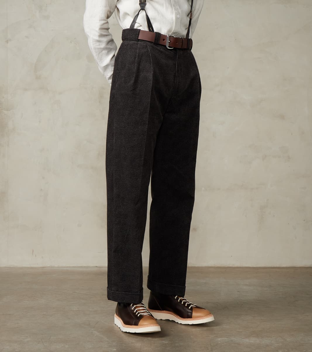 Taiga Takahashi T.T Lot. 201 Work Trousers - Tweeduroy - Melange Charo…