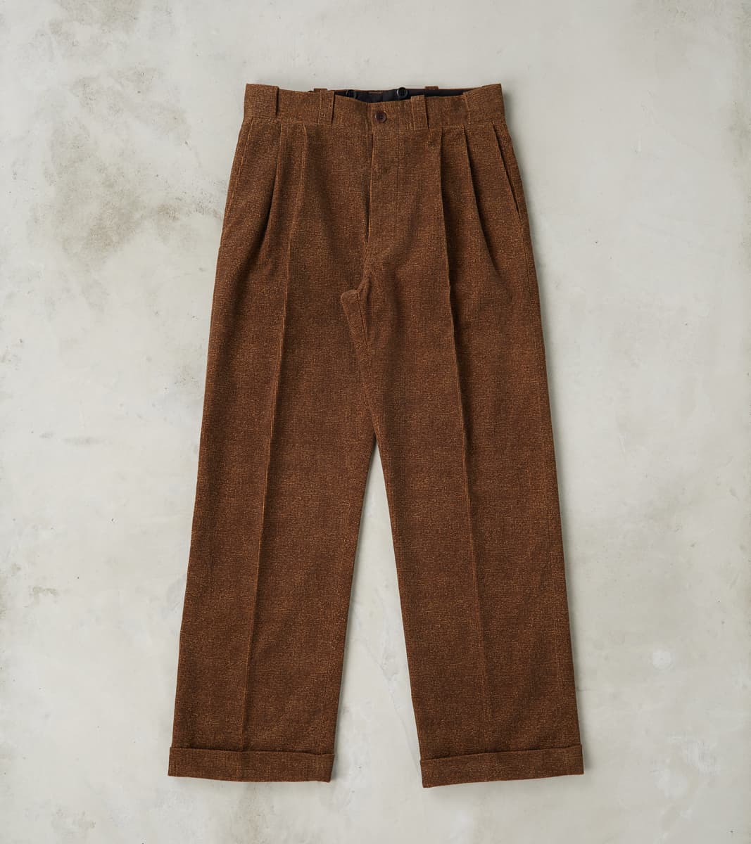 Taiga Takahashi T.T Lot. 201 Work Trousers - Tweeduroy - Melange Brown