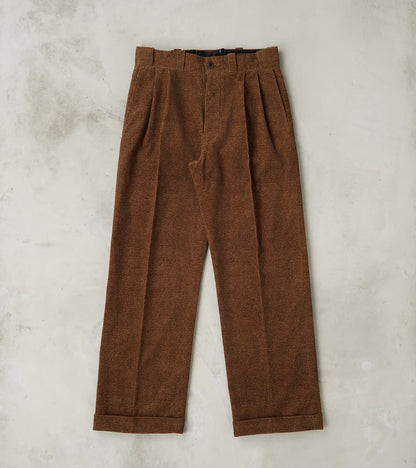 Taiga Takahashi T.T Lot. 201 Work Trousers - Tweeduroy - Melange Brown