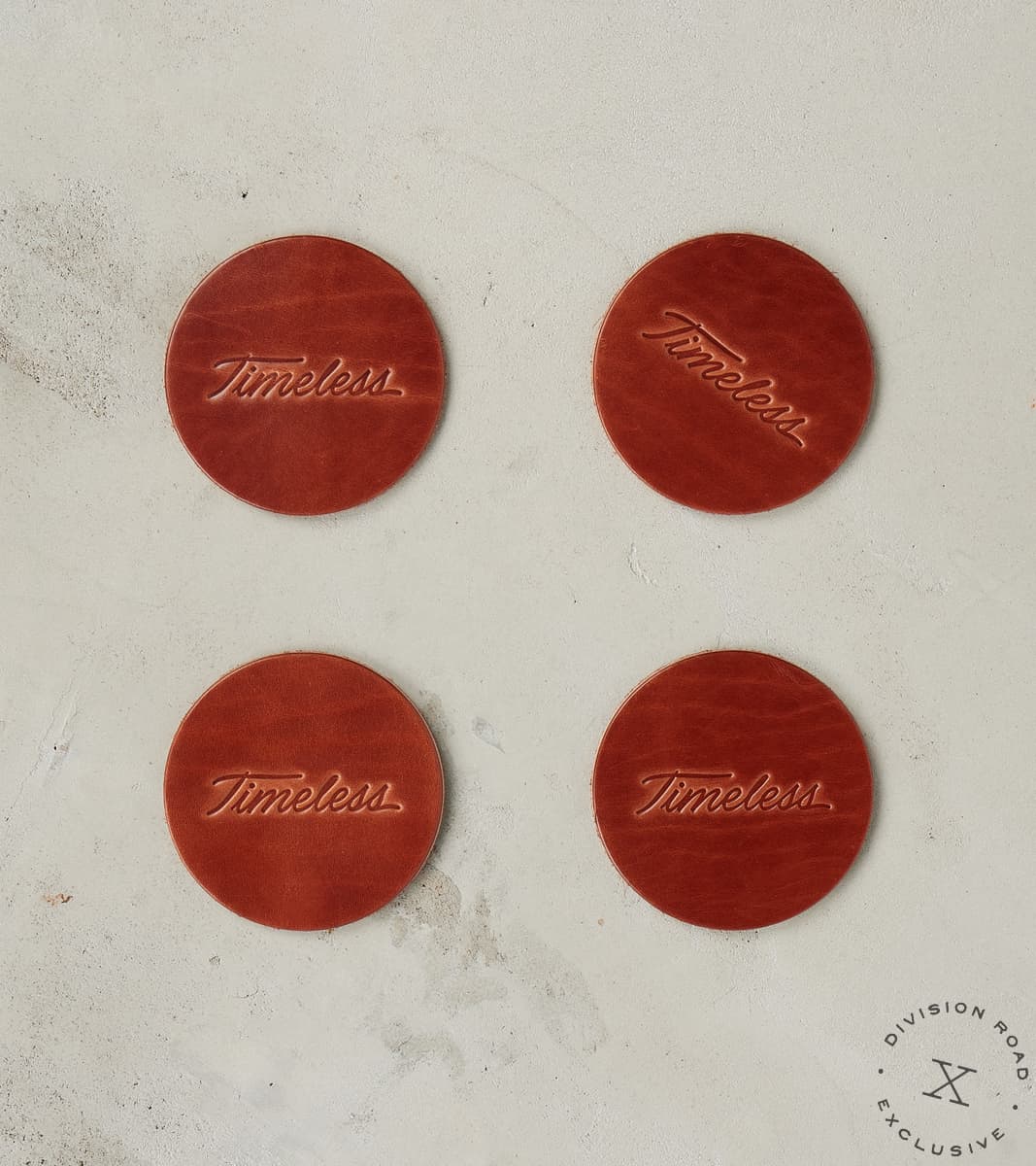 Timeless Coasters (Set of 4) - Wickett & Craig Traditional Harness - Medium Brown