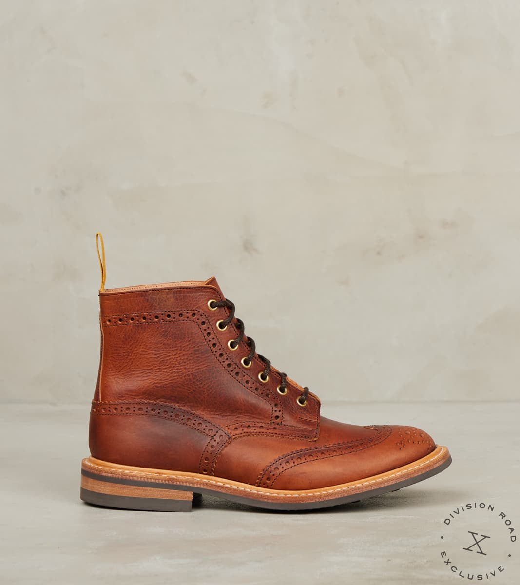 Tricker's x Division Road Stow Boot - 4497 - Dainite - Badalassi Cognac Carlo Wax