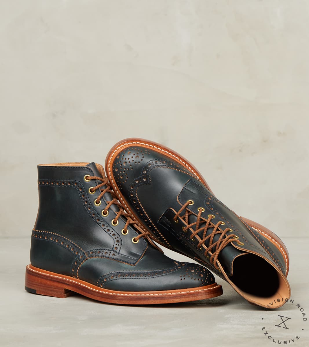 Tricker's x DR Stow Boot 2298 Leather Horween Navy CXL