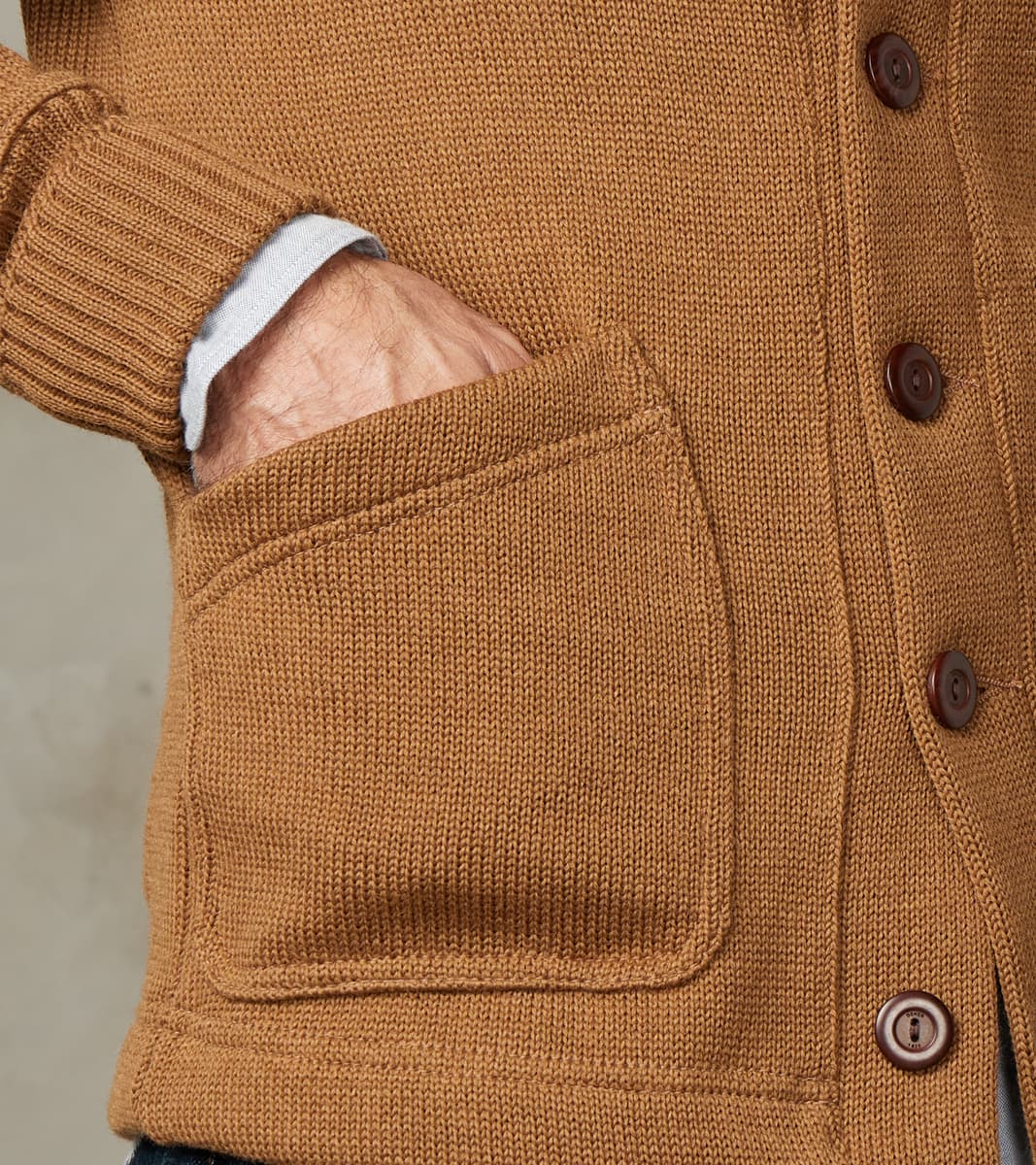 Shawl Cardigan Dark Tan