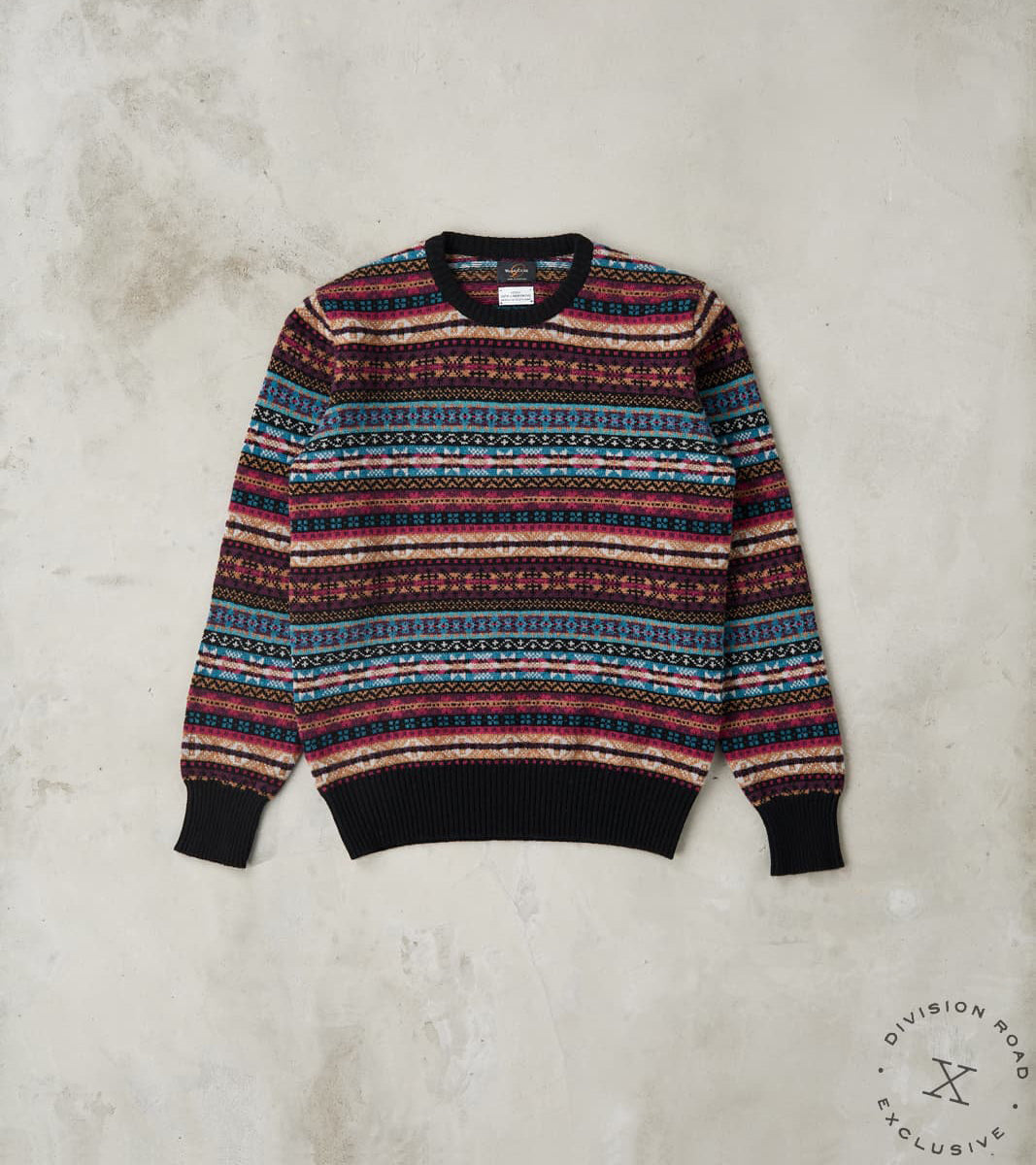 William Lockie x Division Road Fair Isle Lambswool Crewneck - Retro Black