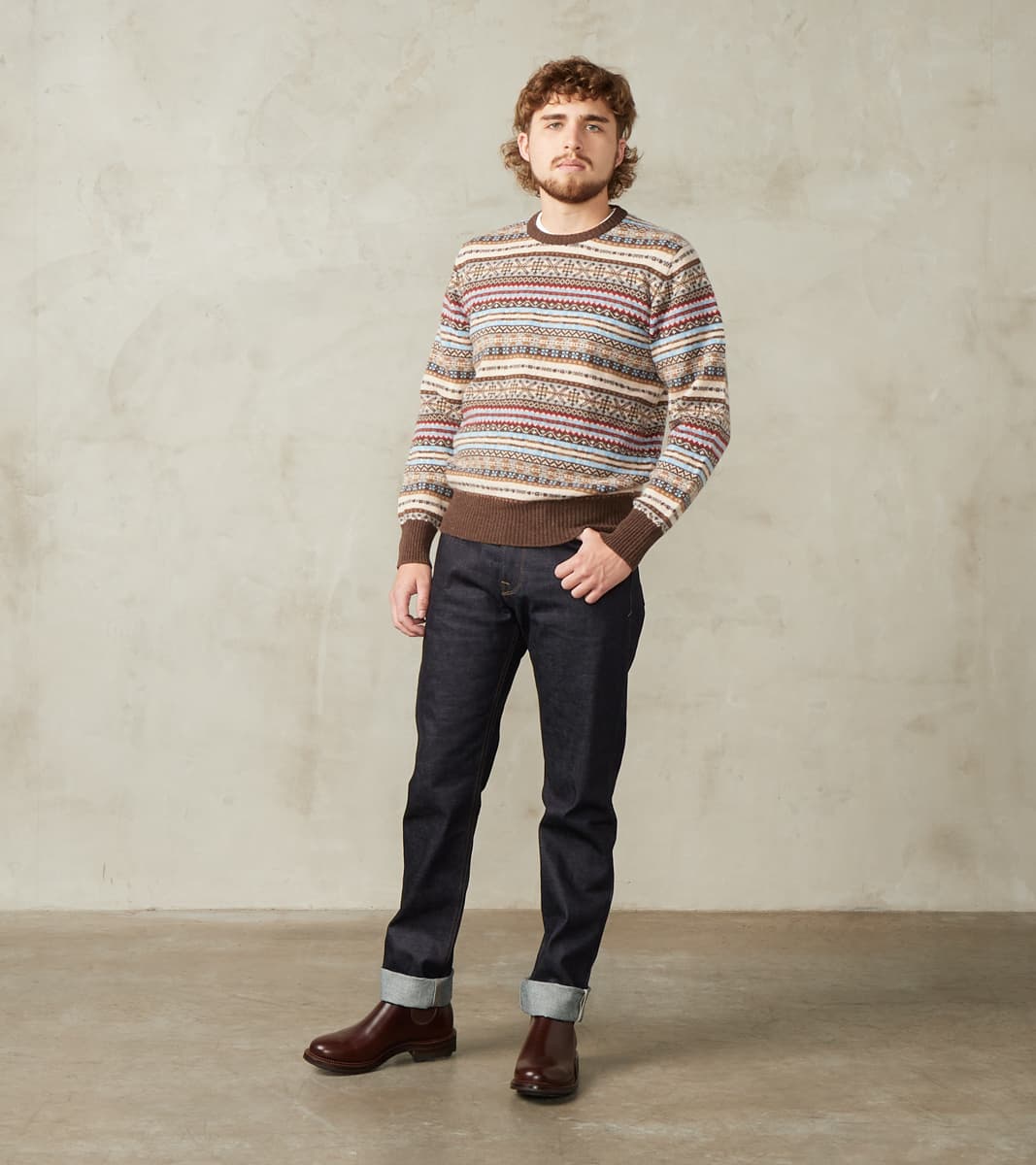 Fair Isle Lambswool Crewneck - Mocha