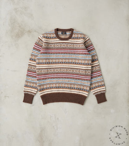 William Lockie x Division Road Fair Isle Lambswool Crewneck - Mocha