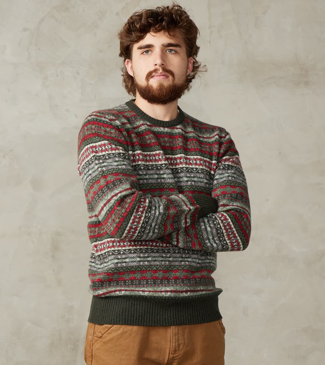 William Lockie x Division Road Fair Isle Lambswool Crewneck - Festive Forest