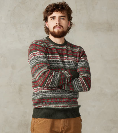 William Lockie x Division Road Fair Isle Lambswool Crewneck - Festive Forest