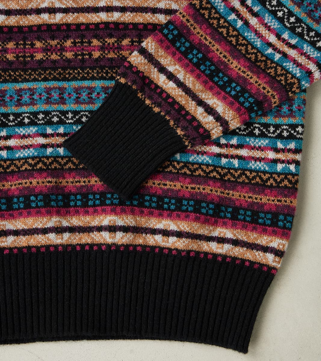 Fair Isle Lambswool Crewneck - Retro Black