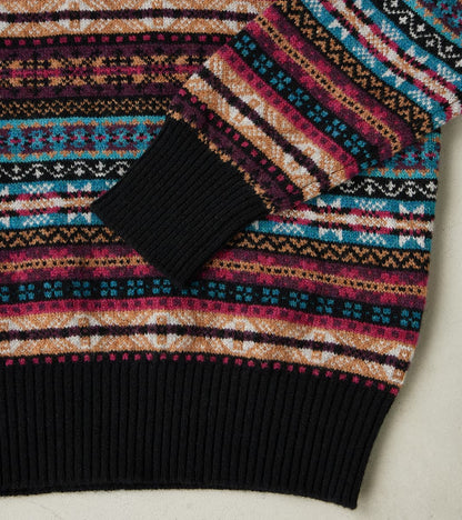 Fair Isle Lambswool Crewneck - Retro Black