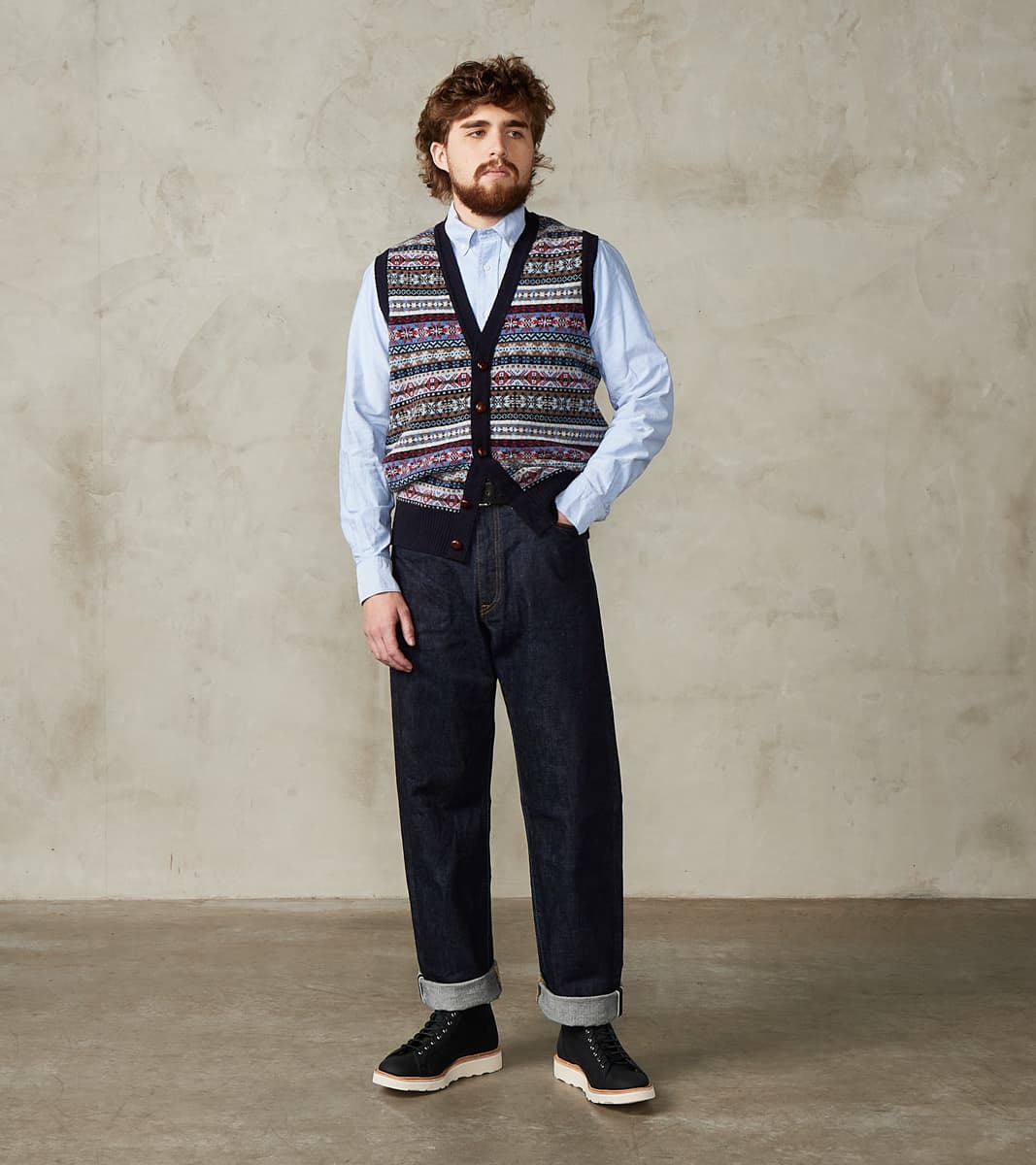 Oxford Fair Isle Lambswool Vest - Collegiate Blue