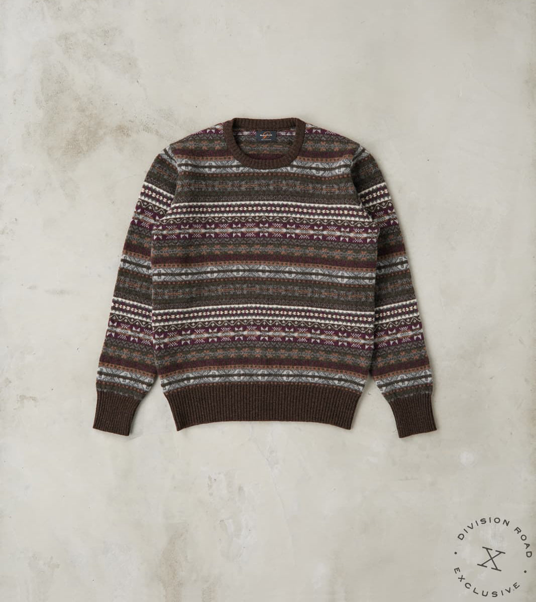 William Lockie x Division Road Fair Isle Lambswool Crewneck - Cocoa