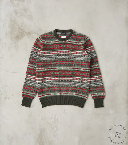 William Lockie x Division Road Fair Isle Lambswool Crewneck - Festive Forest