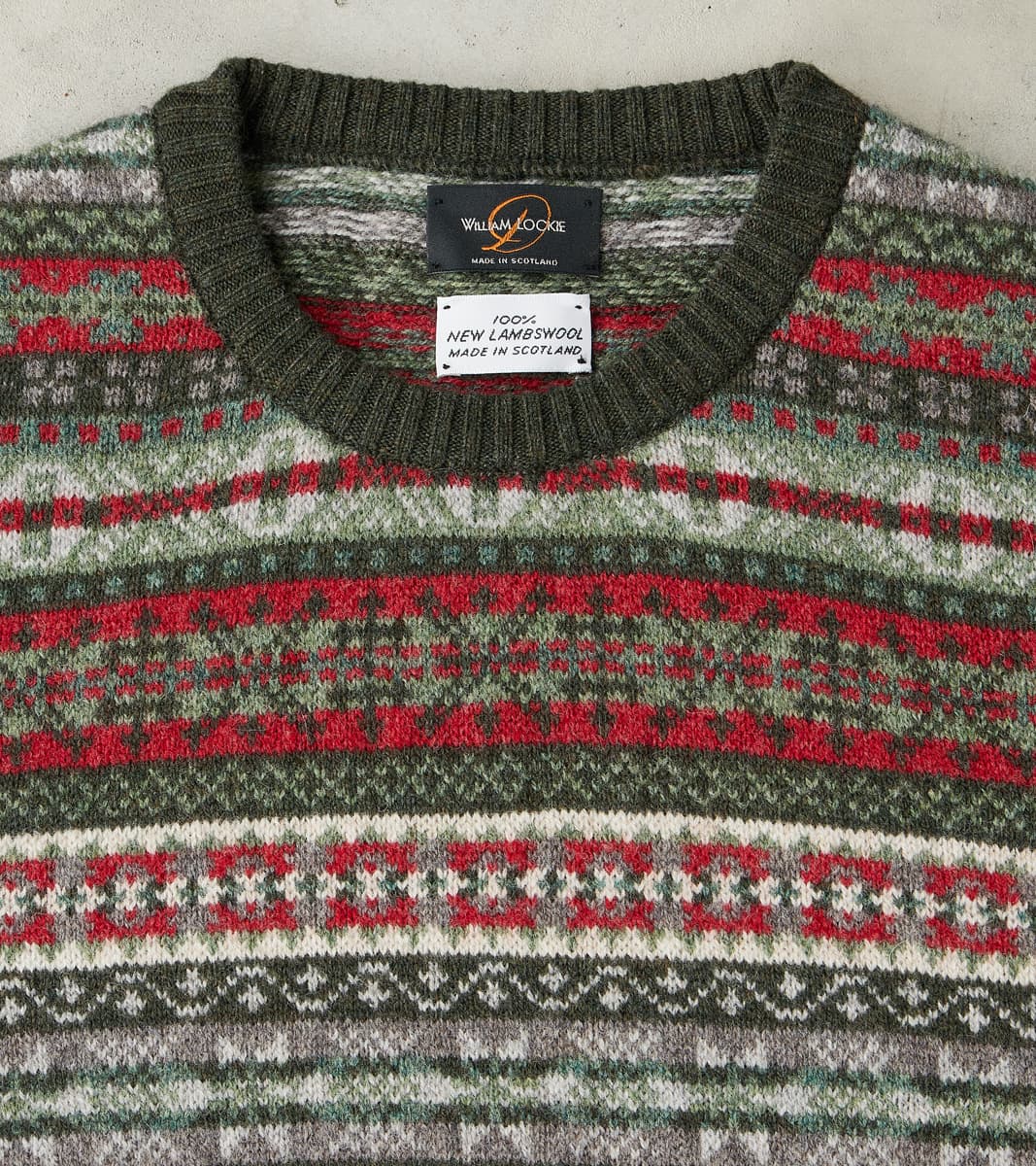 【WILLIAM LOCKIE】CREW-NECK RAGLAN ニット William Lockie x DR Fair Isle Lambswool Crewneck - Festive Forest