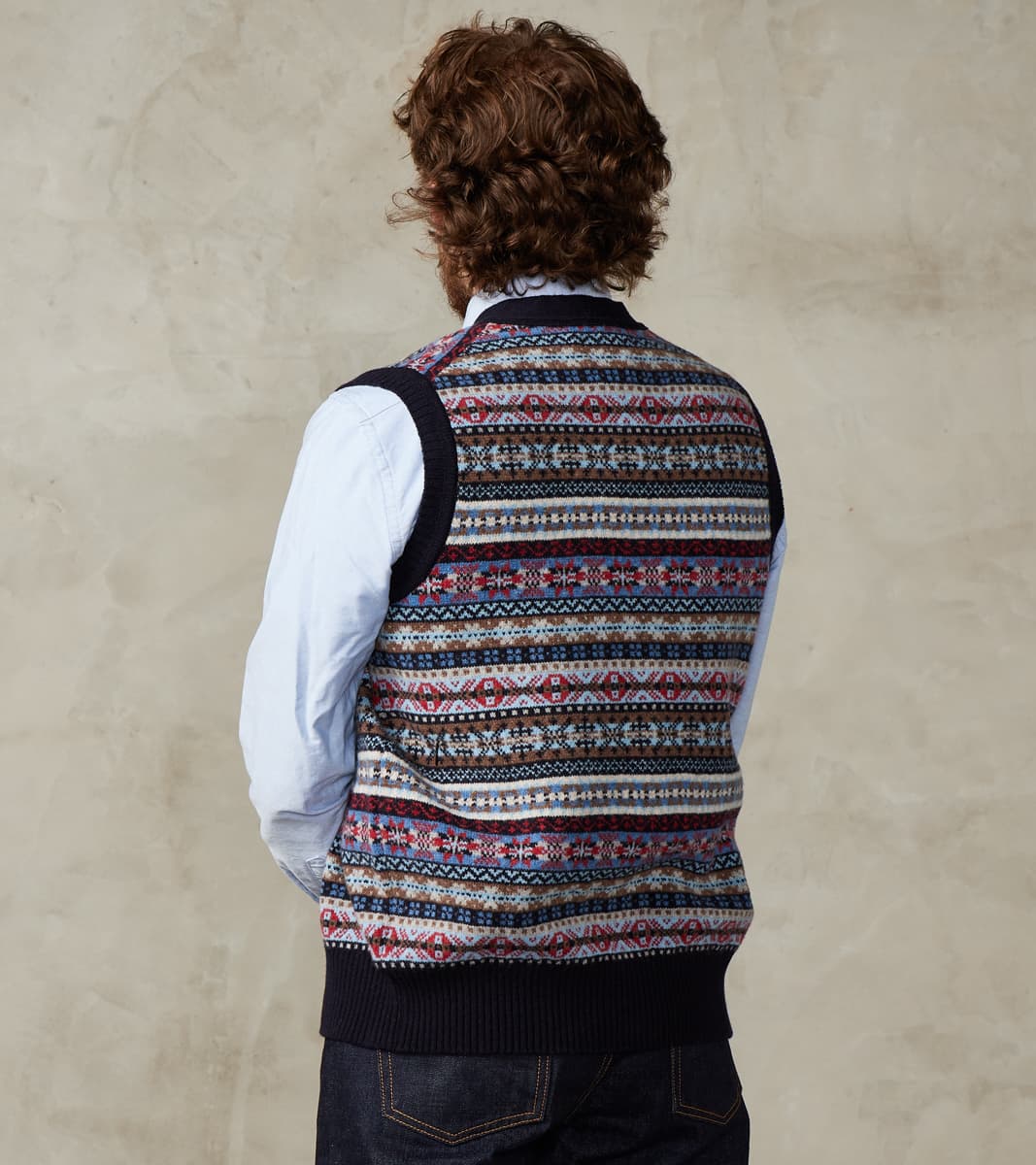 Oxford Fair Isle Lambswool Vest - Collegiate Blue