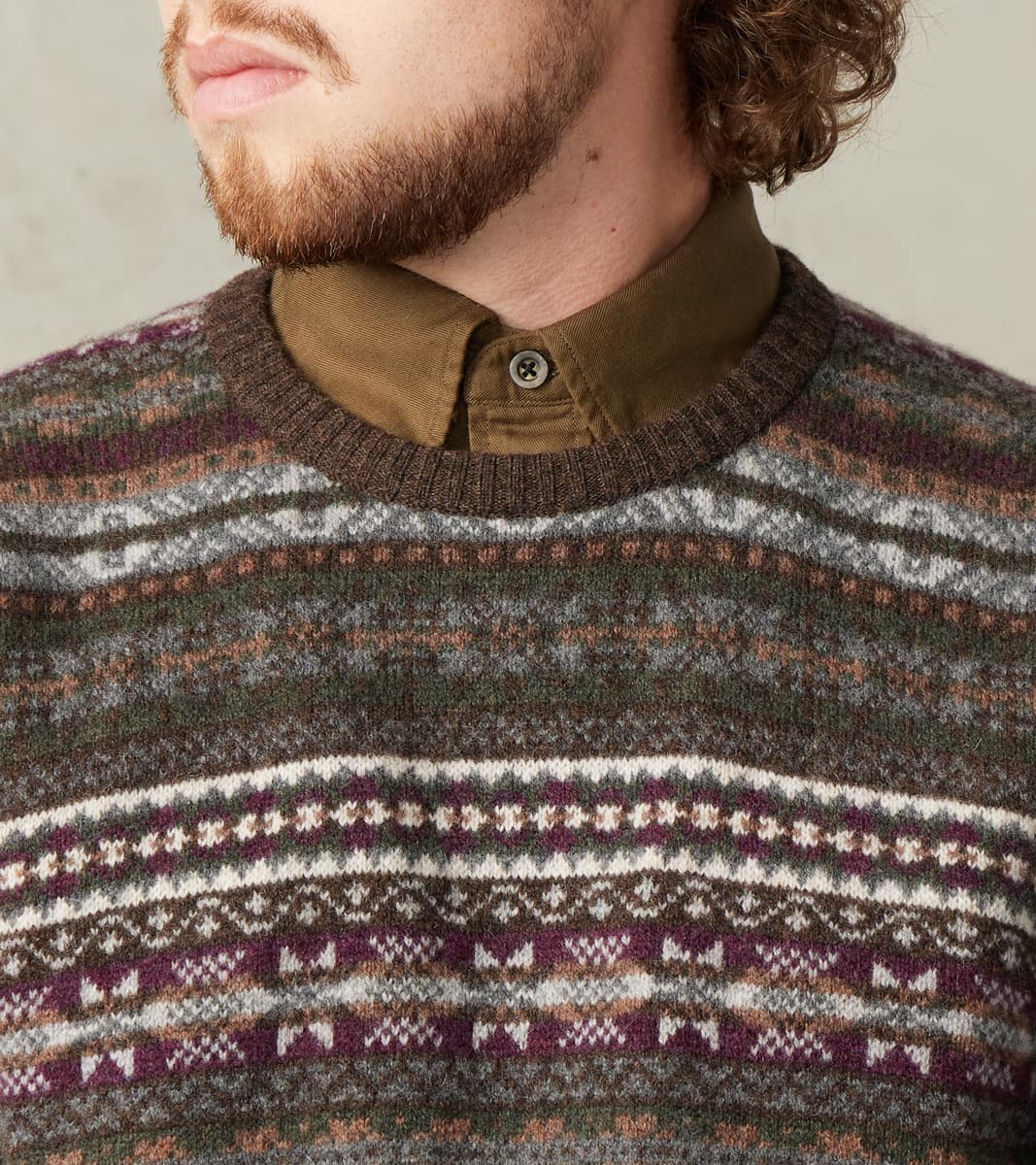 Fair Isle Lambswool Crewneck - Cocoa