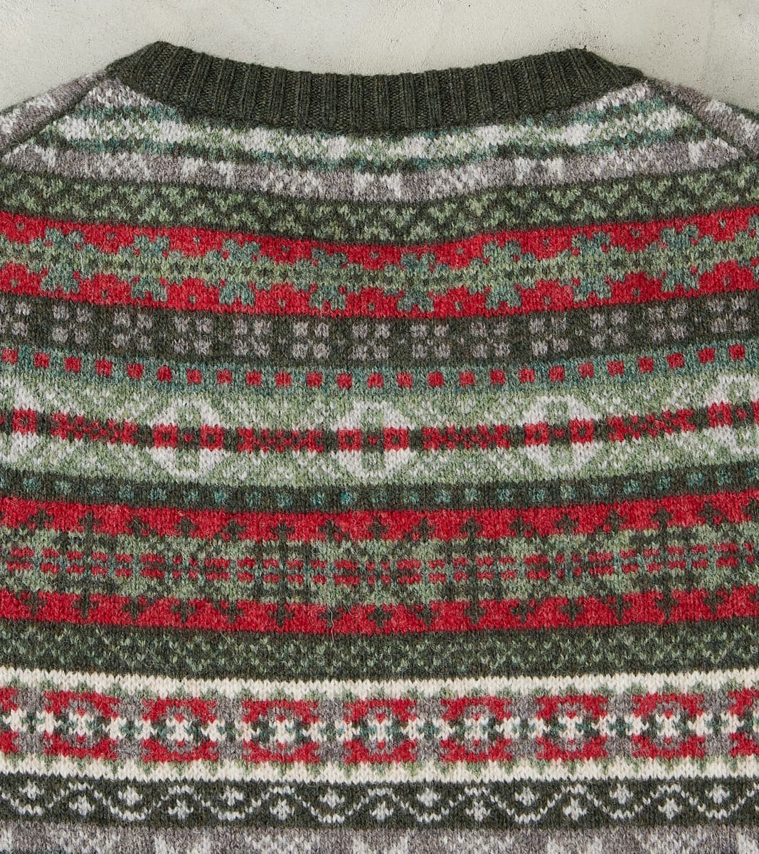 William Lockie x DR Fair Isle Lambswool Crewneck - Festive Forest
