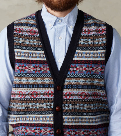 Oxford Fair Isle Lambswool Vest - Collegiate Blue