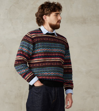 William Lockie x Division Road Fair Isle Lambswool Crewneck - Retro Black