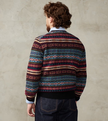 Fair Isle Lambswool Crewneck - Retro Black