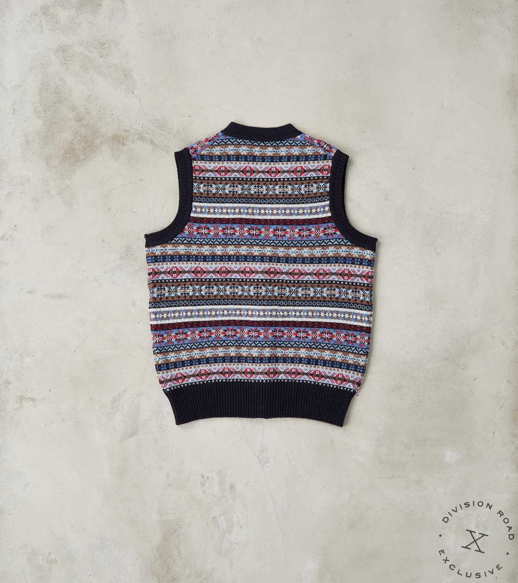 William Lockie x DR Oxford Fair Isle Lambswool Vest - Collegiate
