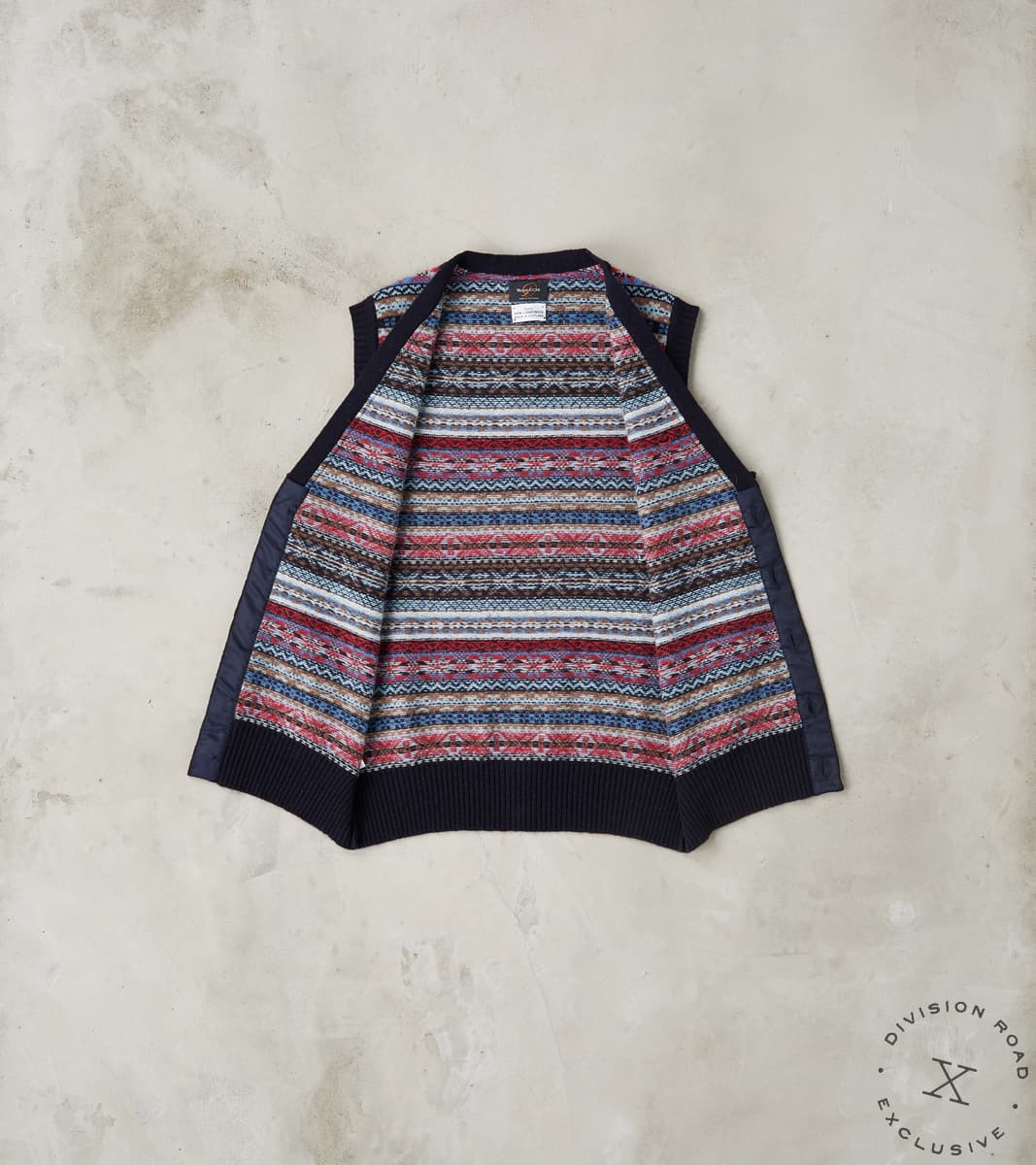 William Lockie x DR Oxford Fair Isle Lambswool Vest - Collegiate