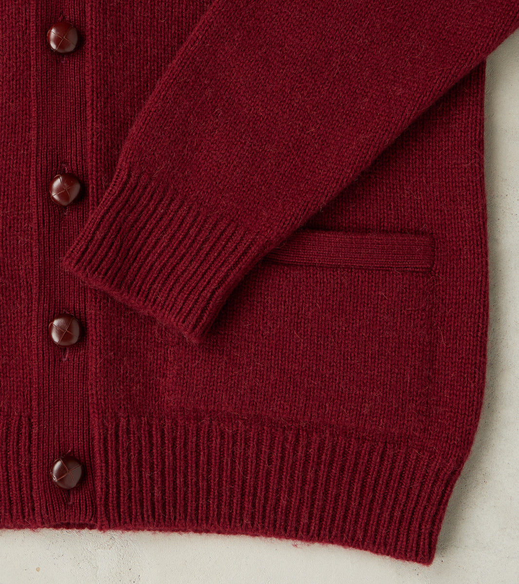 Berkshire Camelhair Cardigan - Bordeaux